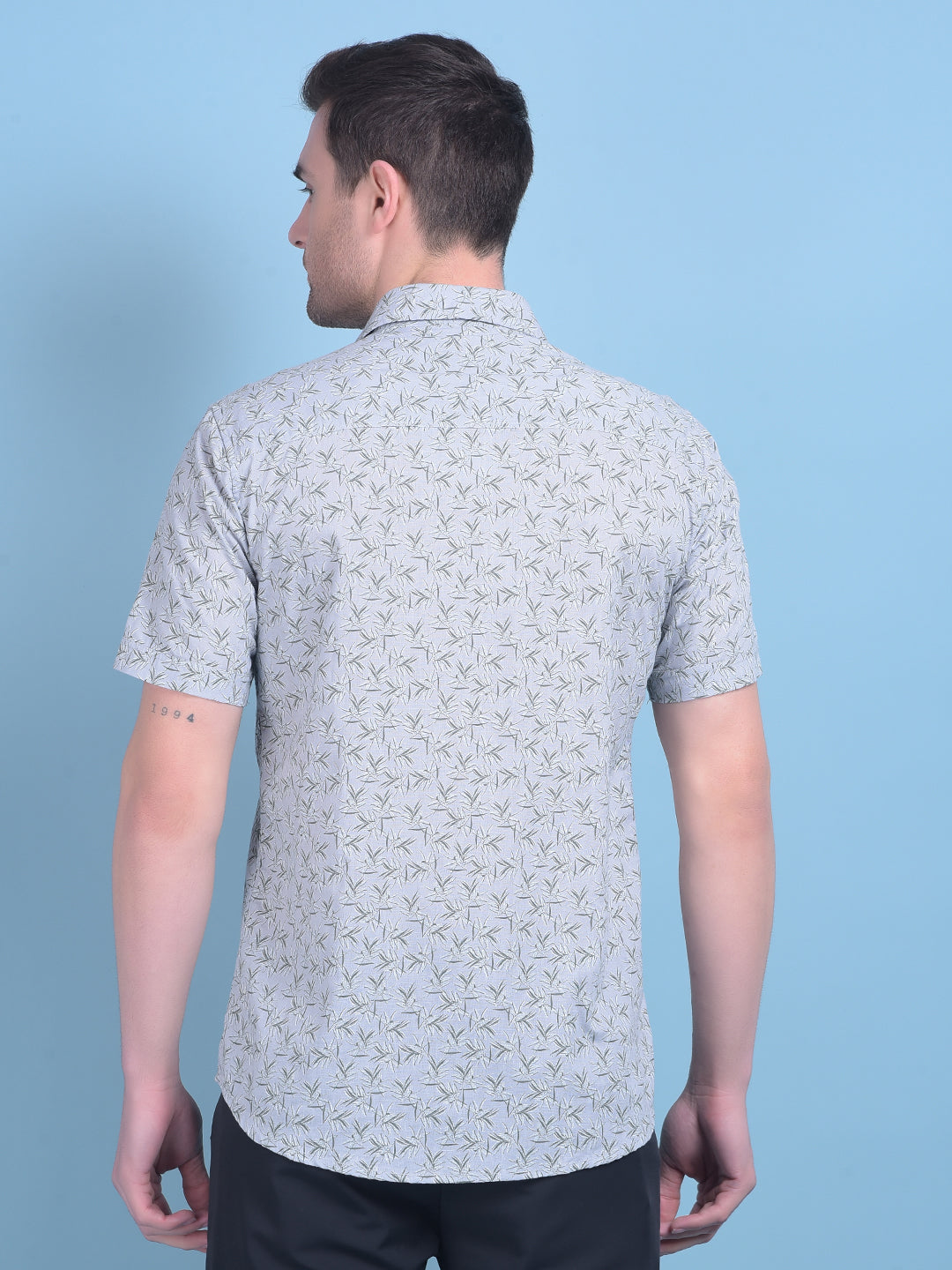 Grey Floral Print Shirt-Men Shirts-Crimsoune Club
