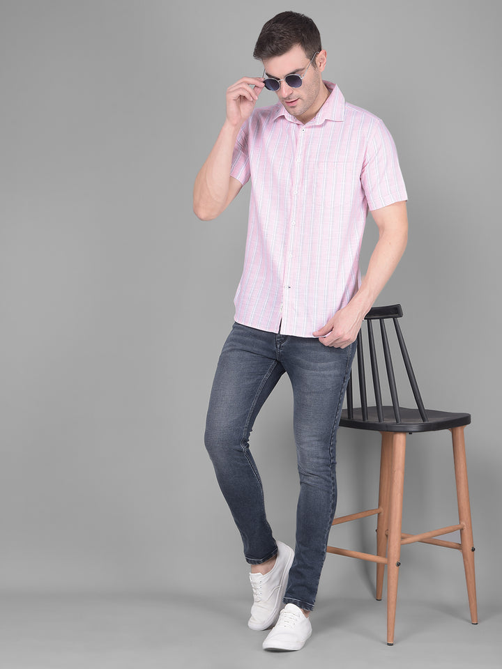 Pink Stripes Shirt-Men Shirts-Crimsoune Club
