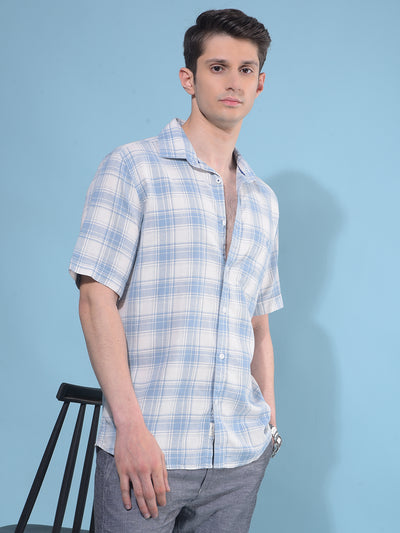 Blue Tartan Check 100% Cotton Shirt-Men Shirts-Crimsoune Club