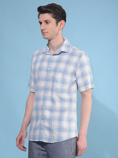 Blue Tartan Check 100% Cotton Shirt-Men Shirts-Crimsoune Club