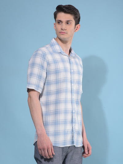 Blue Tartan Check 100% Cotton Shirt-Men Shirts-Crimsoune Club