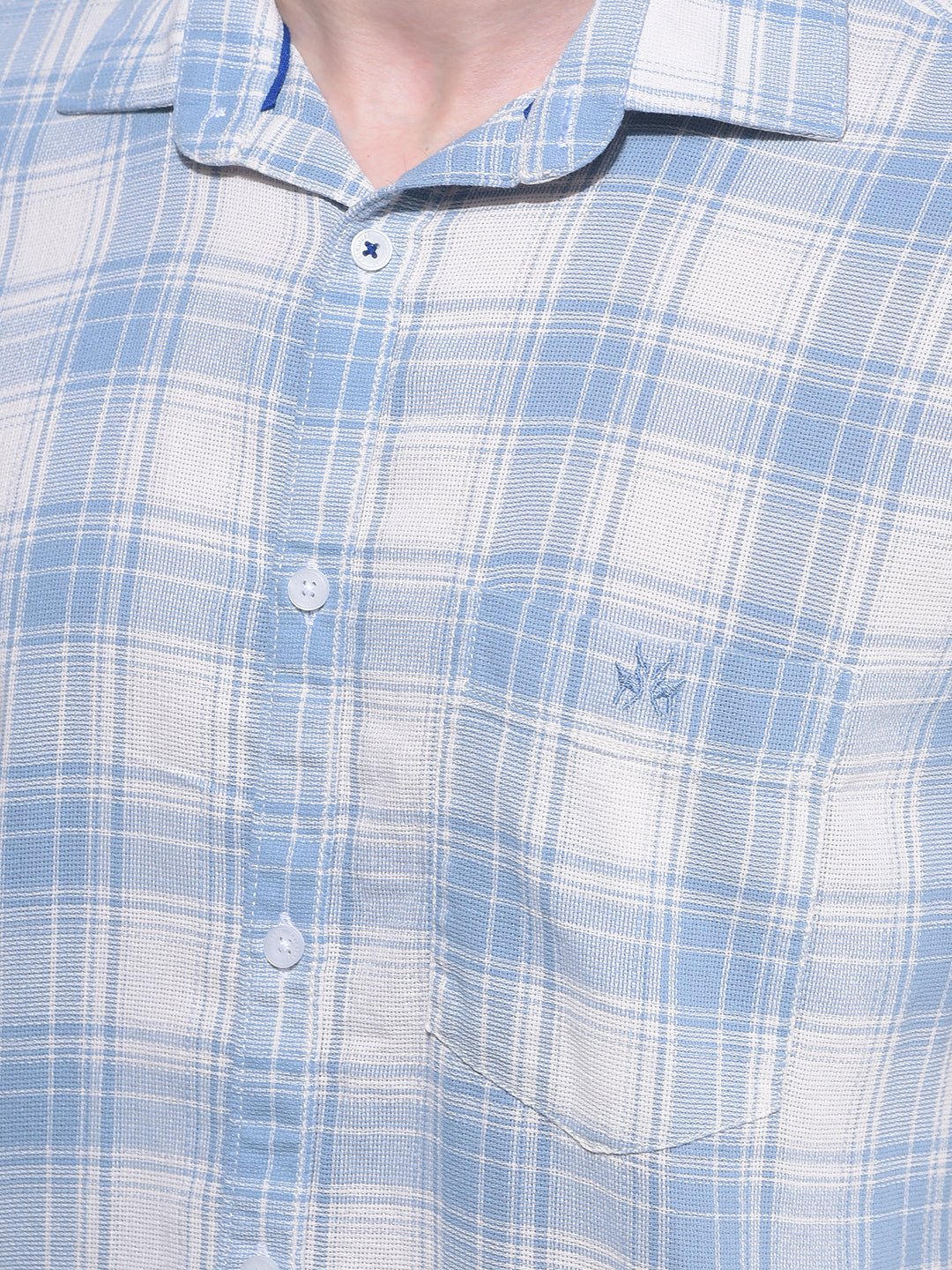 Blue Tartan Check 100% Cotton Shirt-Men Shirts-Crimsoune Club