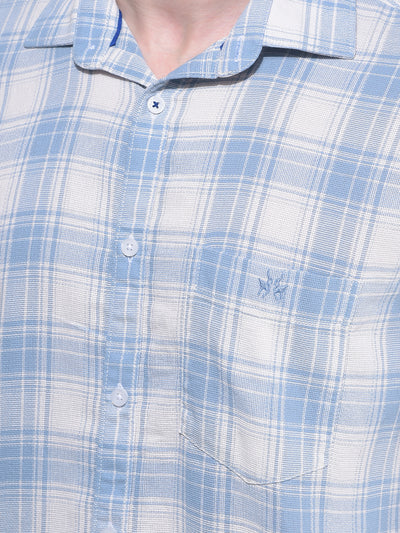 Blue Tartan Check 100% Cotton Shirt-Men Shirts-Crimsoune Club