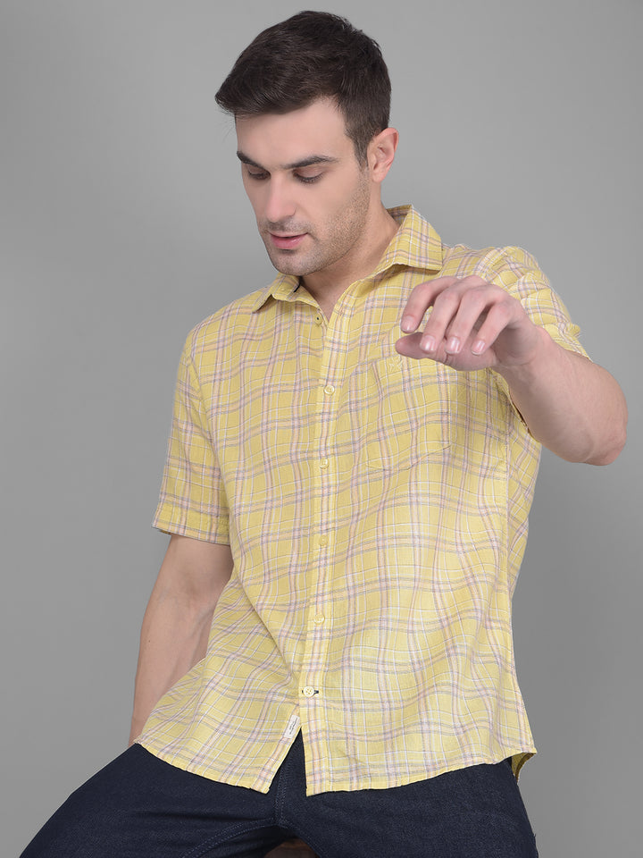 Yellow Checks Shirt-Men Shirts-Crimsoune Club