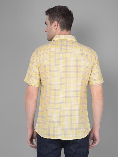 Yellow Checks Shirt-Men Shirts-Crimsoune Club
