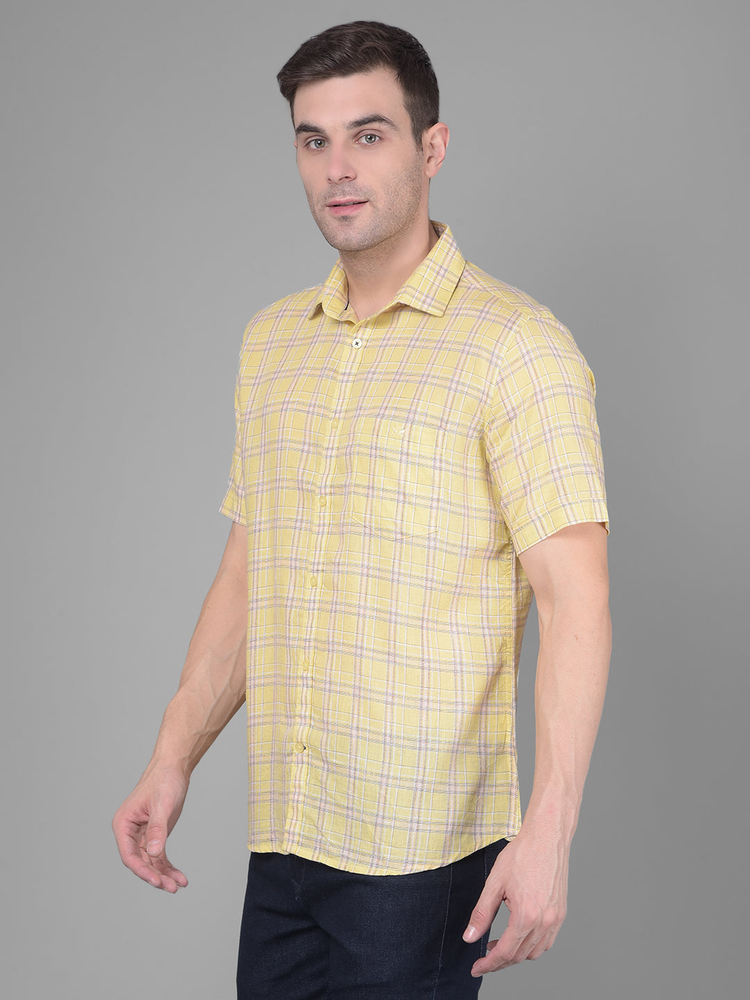 Yellow Checks Shirt-Men Shirts-Crimsoune Club