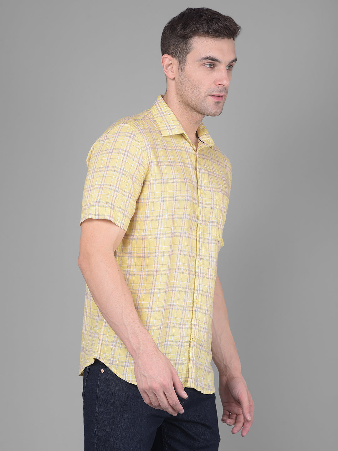 Yellow Checks Shirt-Men Shirts-Crimsoune Club