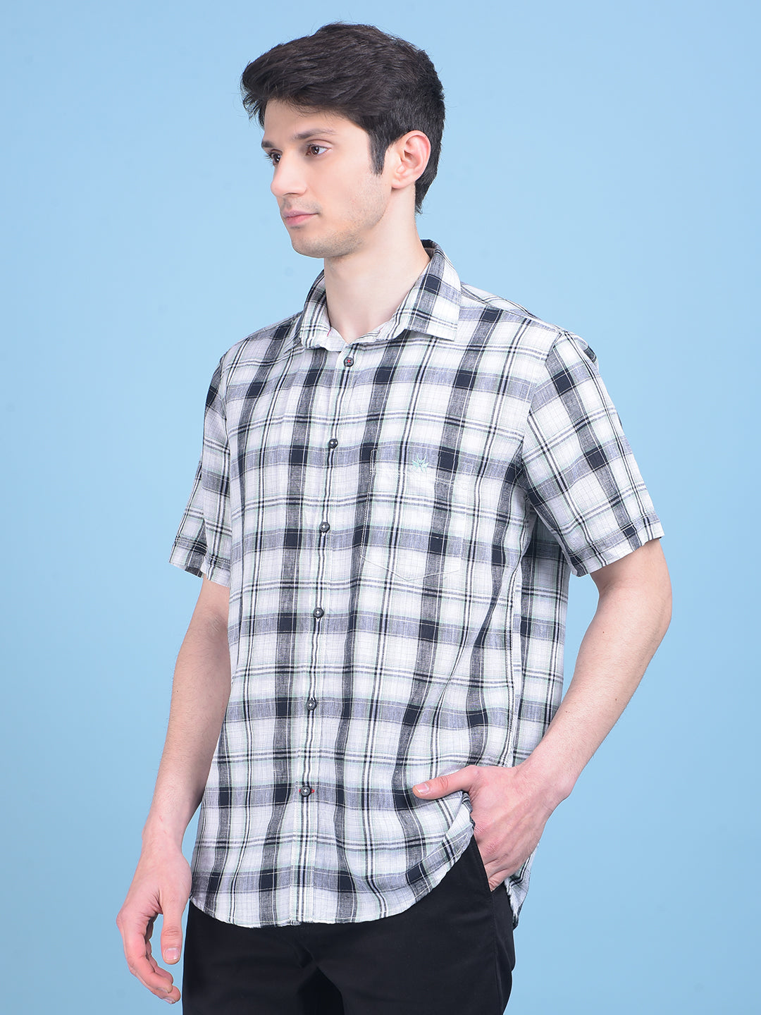 Green Tartan Check Shirt-Men Shirts-Crimsoune Club