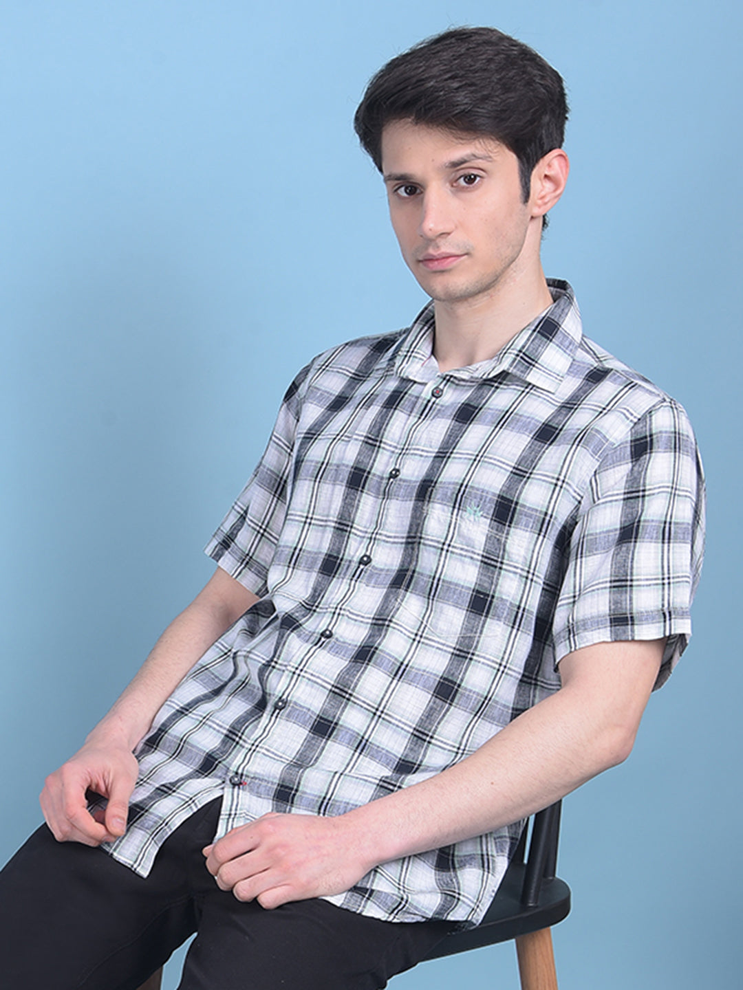 Green Tartan Check Shirt-Men Shirts-Crimsoune Club