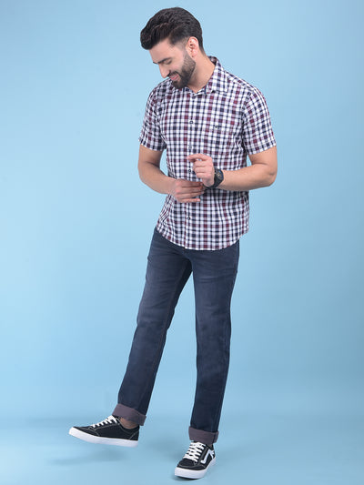 Wine Tartan Check 100% Cotton Shirt-Men Shirts-Crimsoune Club