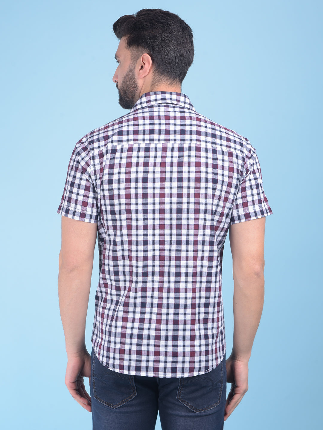 Wine Tartan Check 100% Cotton Shirt-Men Shirts-Crimsoune Club