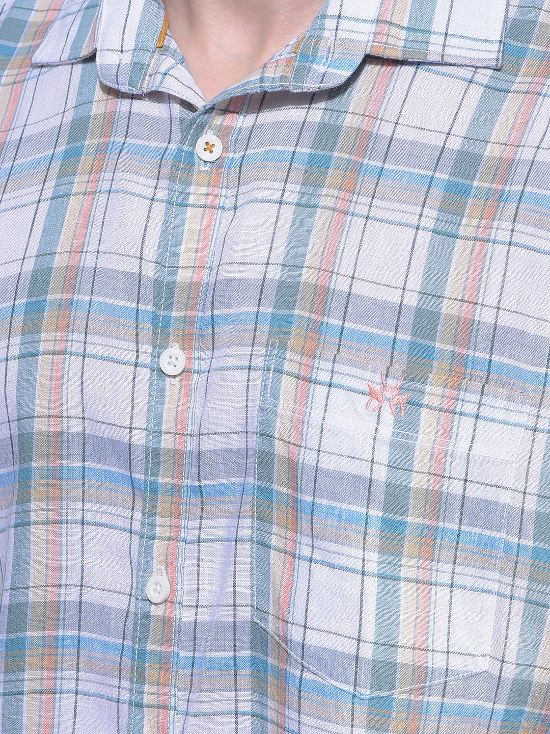 Blue Tartan Check Linen Shirt-Men Shirts-Crimsoune Club