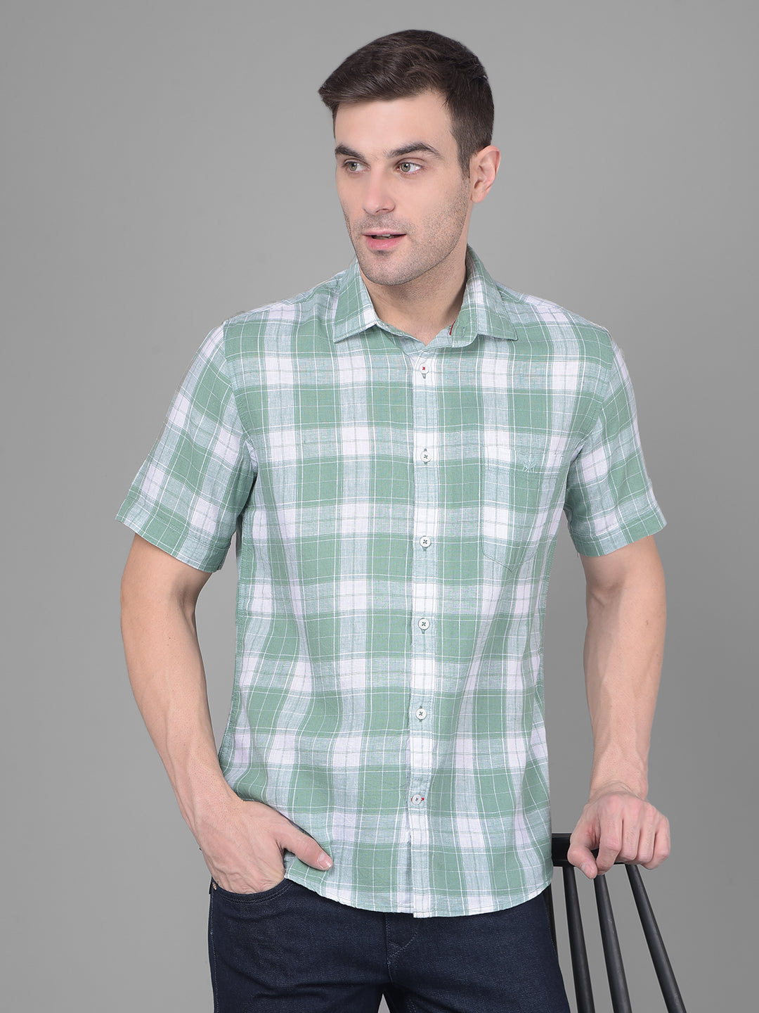 Green Checks Shirt-Men Shirts-Crimsoune Club