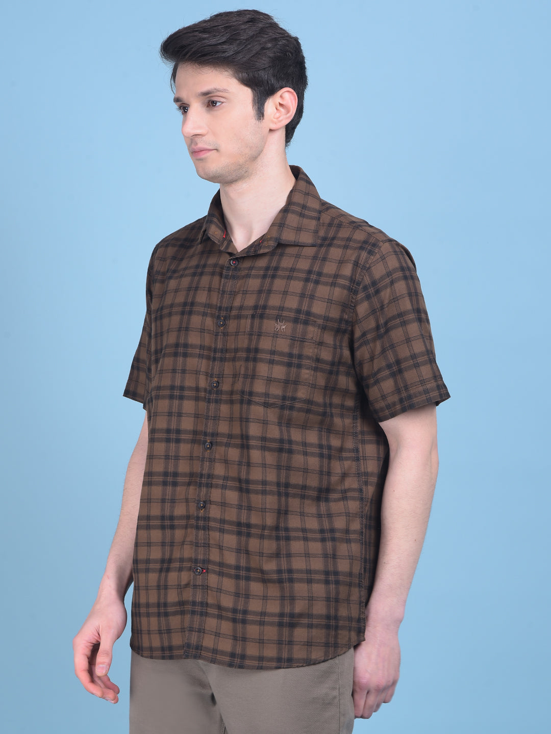 Brown Tartan Checked Shirt-Men Shirts-Crimsoune Club