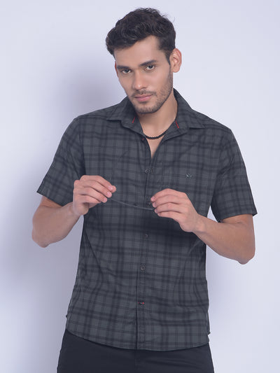 Green Checked Shirt-Men Shirts-Crimsoune Club