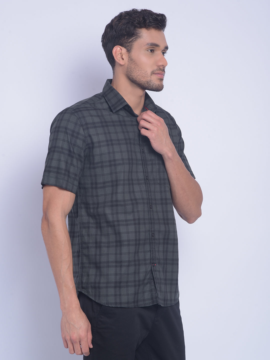 Green Checked Shirt-Men Shirts-Crimsoune Club