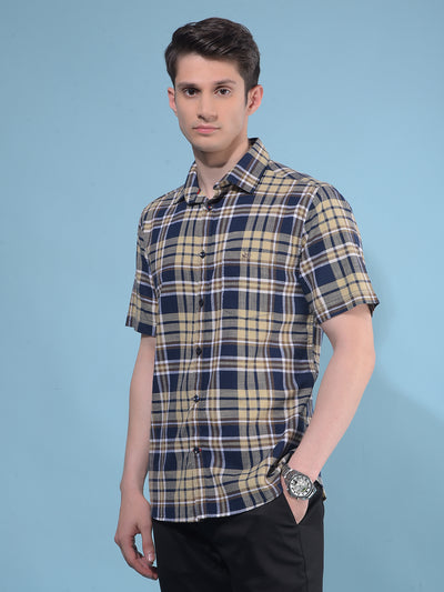 Brown Tartan Check 100% Cotton Shirt-Men Shirts-Crimsoune Club