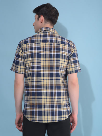 Brown Tartan Check 100% Cotton Shirt-Men Shirts-Crimsoune Club