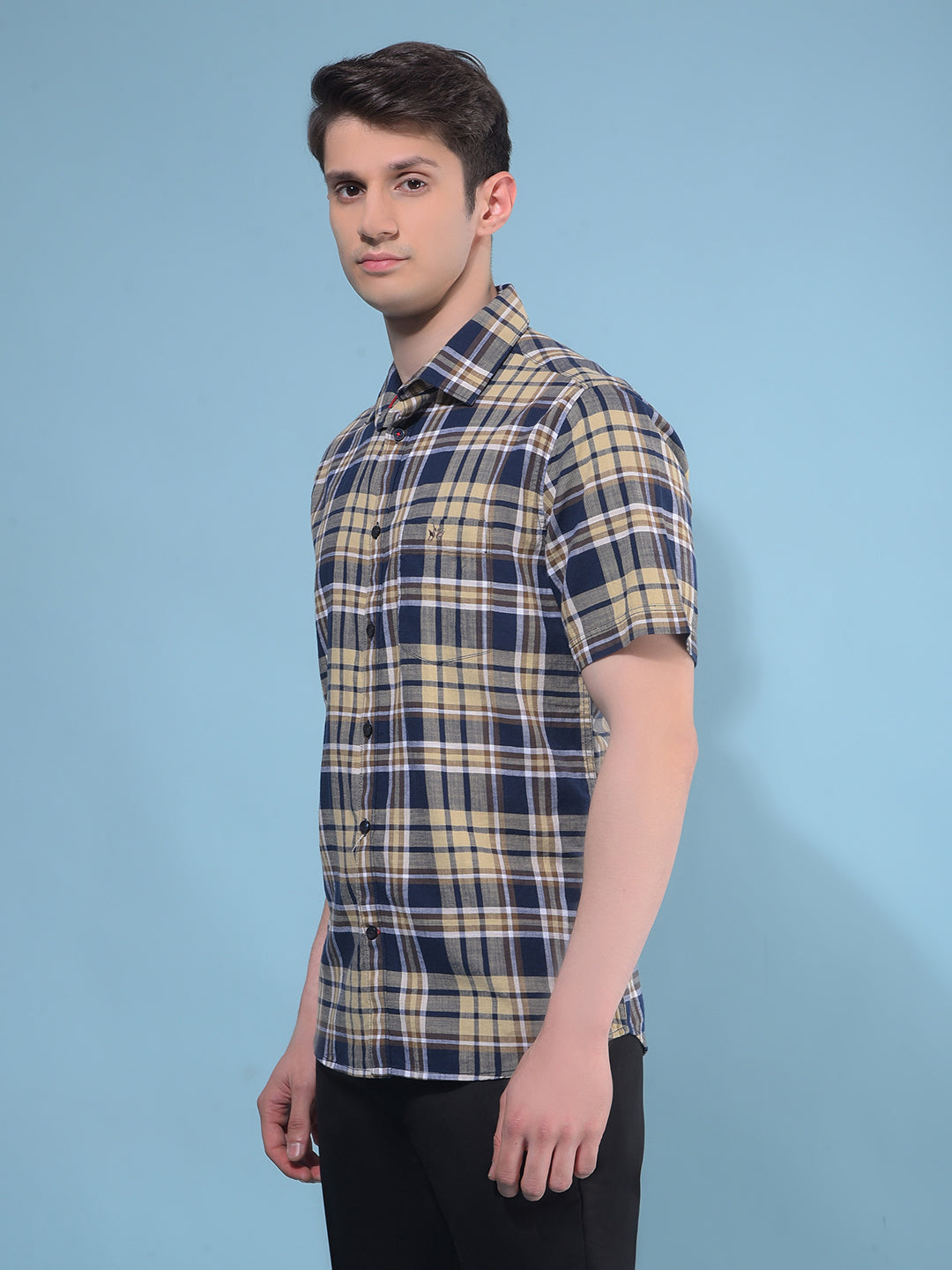 Brown Tartan Check 100% Cotton Shirt-Men Shirts-Crimsoune Club