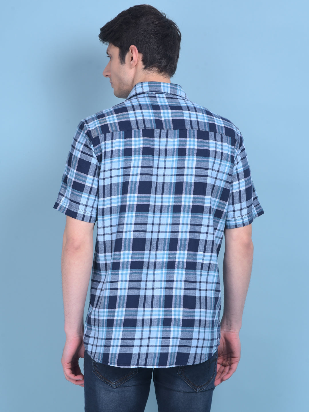 Blue Tartan Check Shirt-Men Shirts-Crimsoune Club