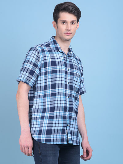 Blue Tartan Check Shirt-Men Shirts-Crimsoune Club