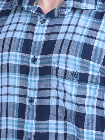 Blue Tartan Check Shirt-Men Shirts-Crimsoune Club