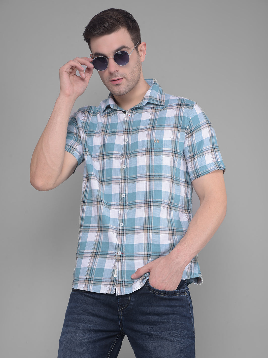 Blue Checks Shirt-Men Shirts-Crimsoune Club