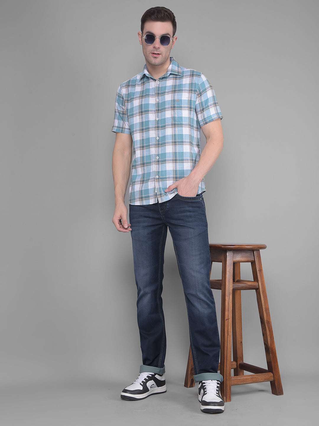 Blue Checks Shirt-Men Shirts-Crimsoune Club