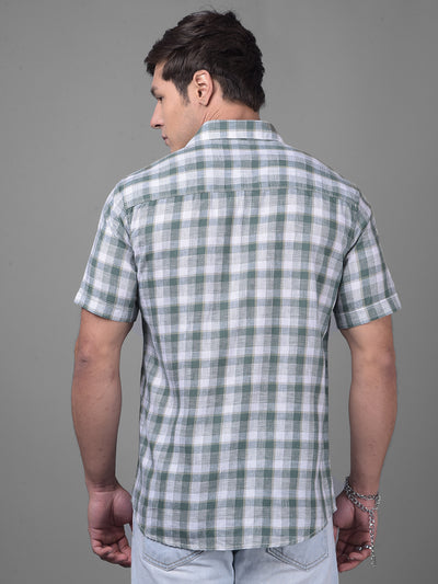 Green Linen Shirt-Men Shirts-Crimsoune Club