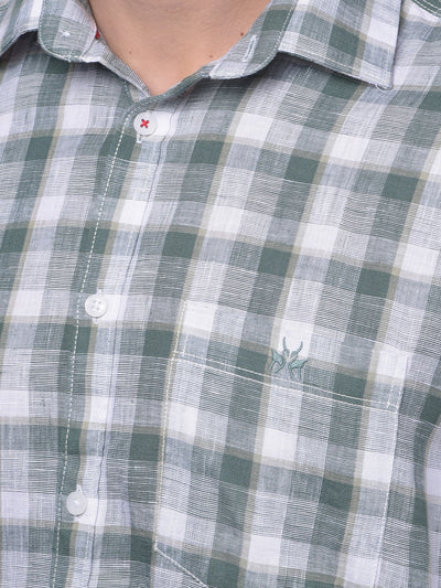 Green Linen Shirt-Men Shirts-Crimsoune Club