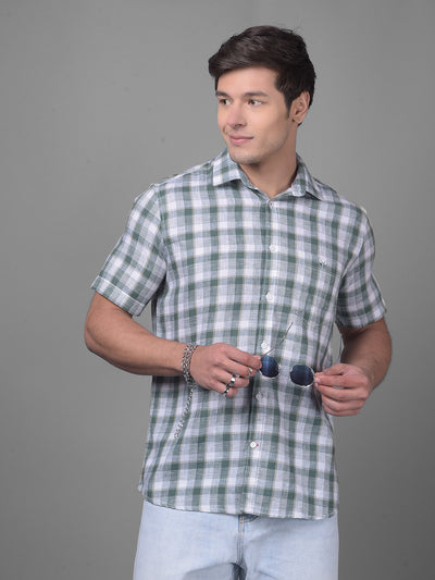 Green Linen Shirt-Men Shirts-Crimsoune Club