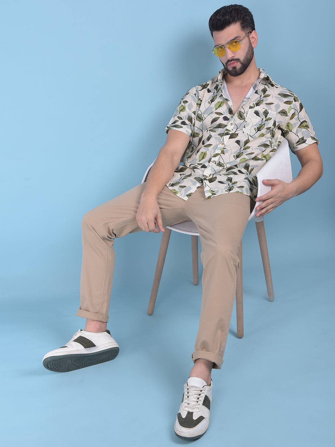 Olive Floral Print Shirt-Men Shirts-Crimsoune Club