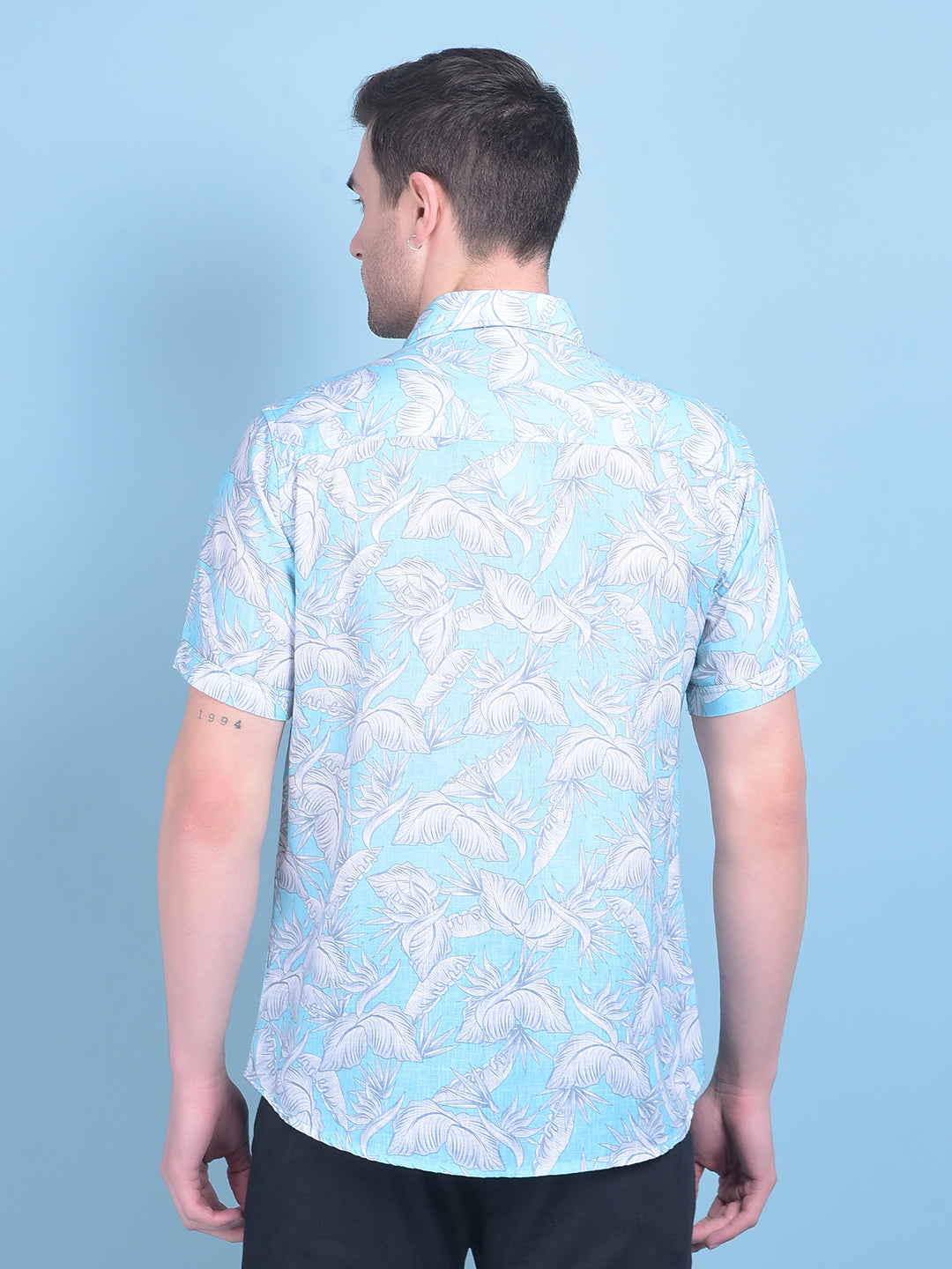 Blue Floral Print Shirt-Men Shirts-Crimsoune Club