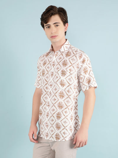 Green Printed Linen Shirt-Men Shirts-Crimsoune Club