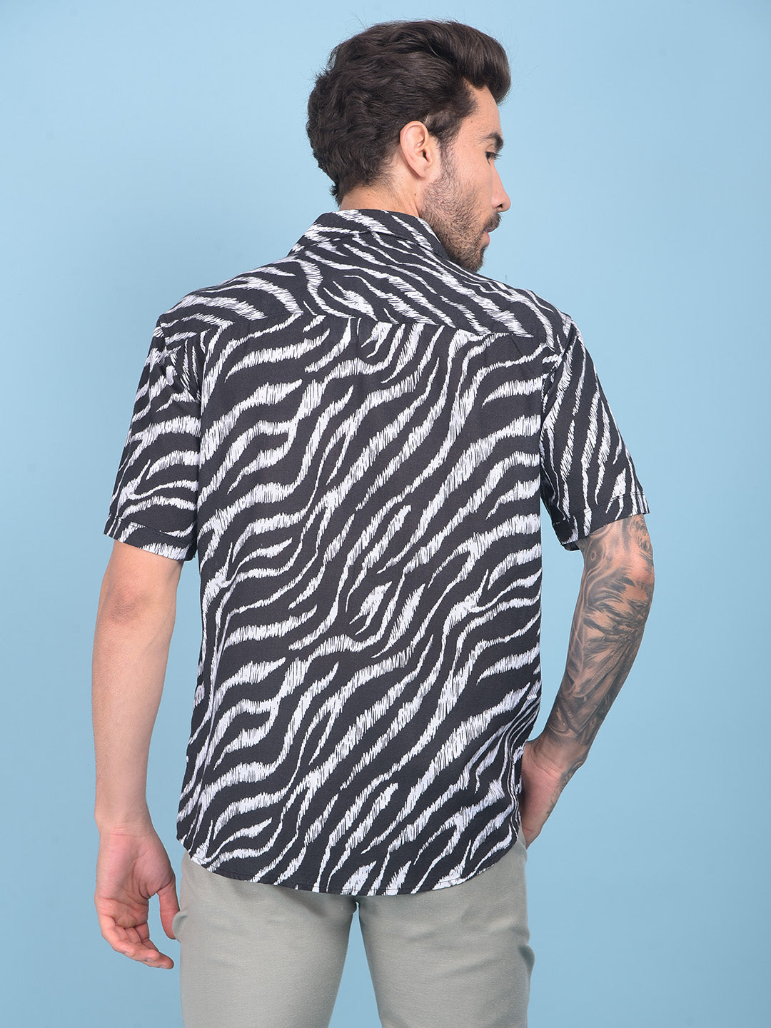 Black Abstract Print Shirt-Men Shirts-Crimsoune Club