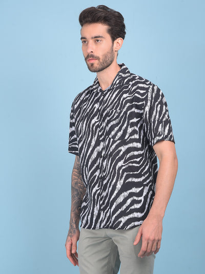 Black Abstract Print Shirt-Men Shirts-Crimsoune Club