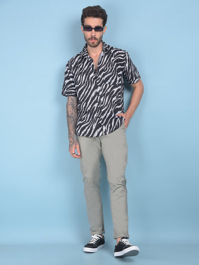 Black Abstract Print Shirt-Men Shirts-Crimsoune Club