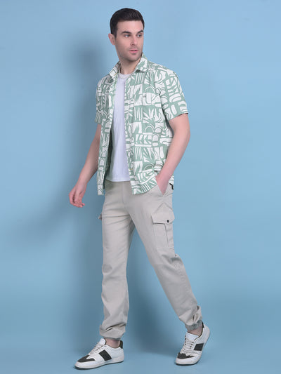 Green Printed 100% Cotton Shirt-Men Shirts-Crimsoune Club