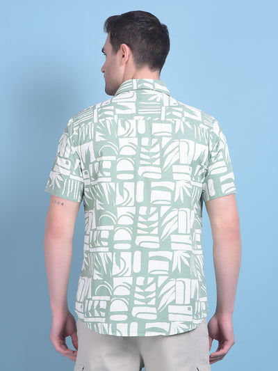 Green Printed 100% Cotton Shirt-Men Shirts-Crimsoune Club