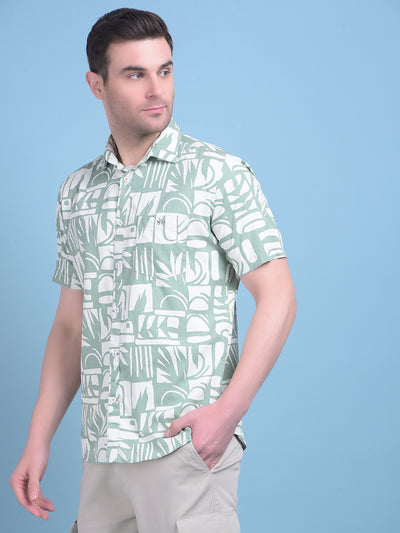 Green Printed 100% Cotton Shirt-Men Shirts-Crimsoune Club