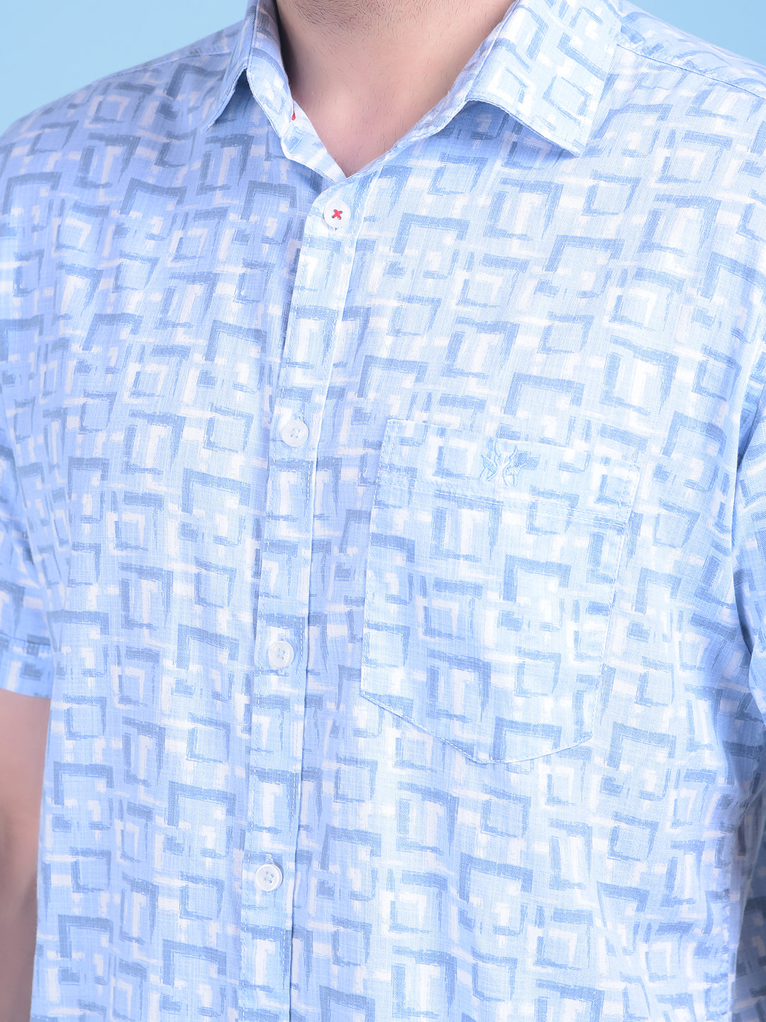 Blue Printed 100% Cotton Shirt-Men Shirts-Crimsoune Club