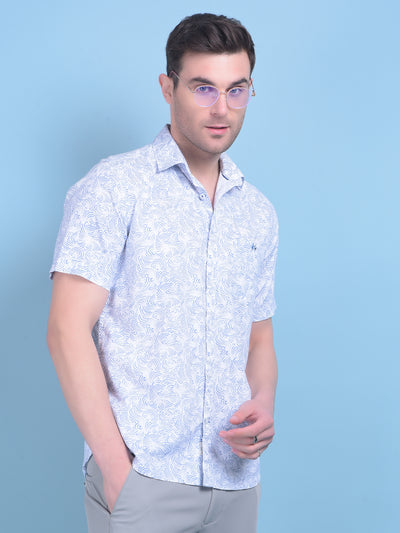 Blue Printed 100% Cotton Shirt-Men Shirts-Crimsoune Club