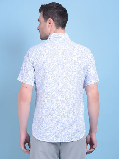 Blue Printed 100% Cotton Shirt-Men Shirts-Crimsoune Club