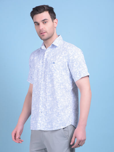 Blue Printed 100% Cotton Shirt-Men Shirts-Crimsoune Club