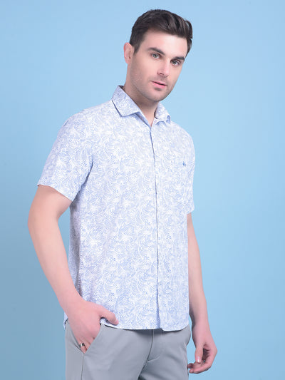 Blue Printed 100% Cotton Shirt-Men Shirts-Crimsoune Club