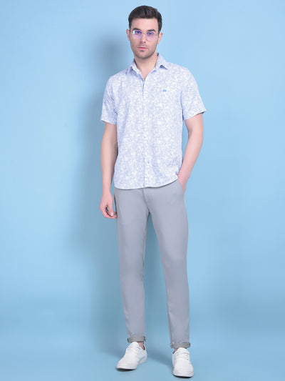 Blue Printed 100% Cotton Shirt-Men Shirts-Crimsoune Club