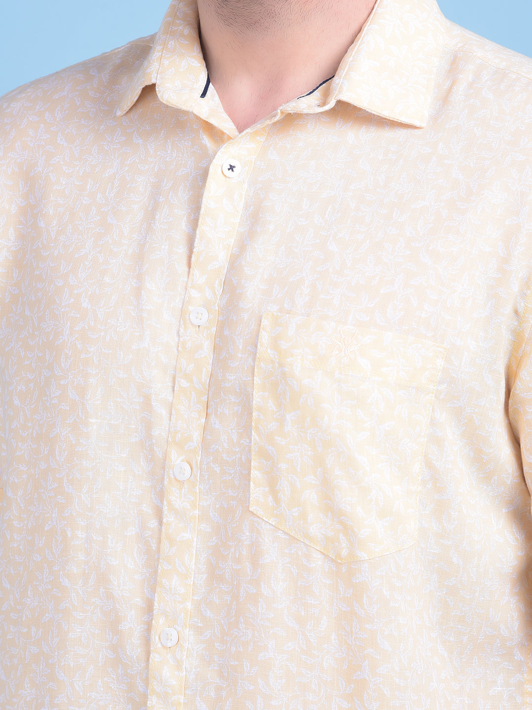 Yellow Floral Print Shirt-Men Shirts-Crimsoune Club