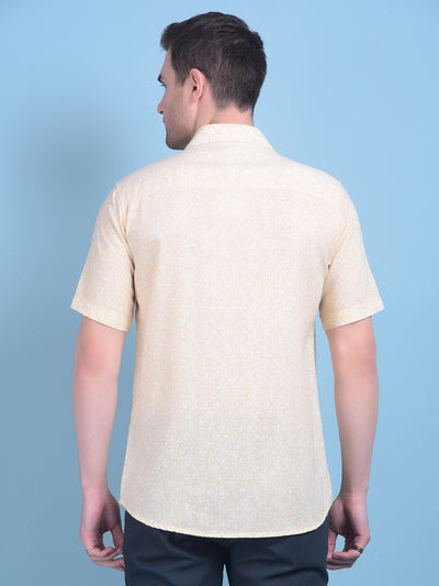 Yellow Floral Print Shirt-Men Shirts-Crimsoune Club