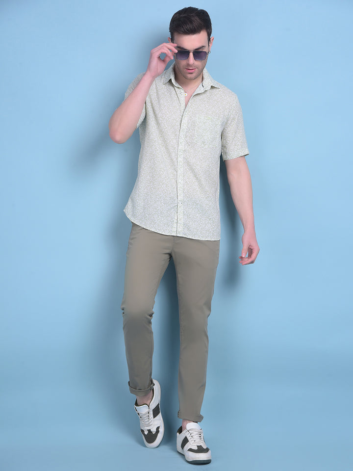 Green Floral Print Shirt-Men Shirts-Crimsoune Club