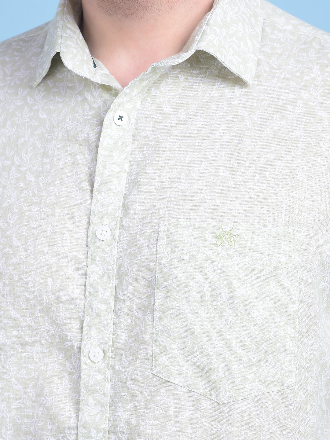 Green Floral Print Shirt-Men Shirts-Crimsoune Club